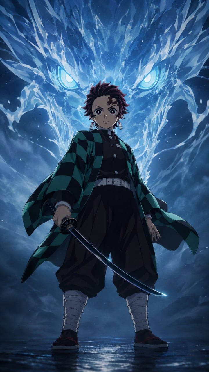 Vertical artwork of Tanjiro Kamado from Demon Slayer: Kimetsu no Yaiba