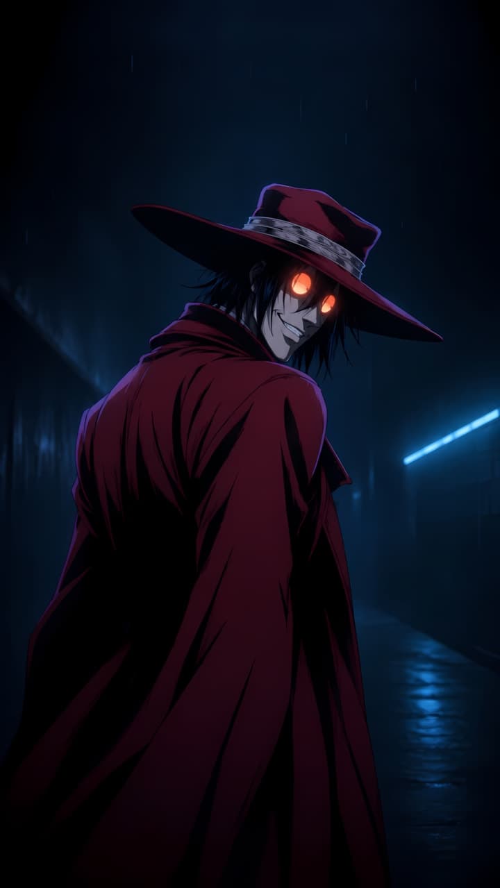 Alucard de Hellsing Ultimate en un wallpaper 4K de estética gótica y vampírica