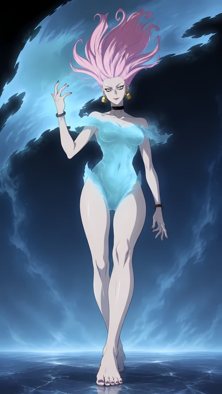 Takako Uro de pie rodeada de energía azul de Sky Manipulation en Jujutsu Kaisen