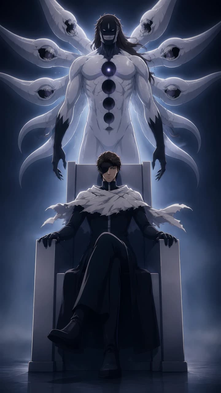Aizen transformado por el Hōgyoku en Bleach, forma final