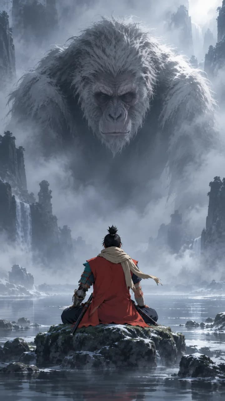 Primer plano de Wolf, el shinobi de Sekiro: No Defeat