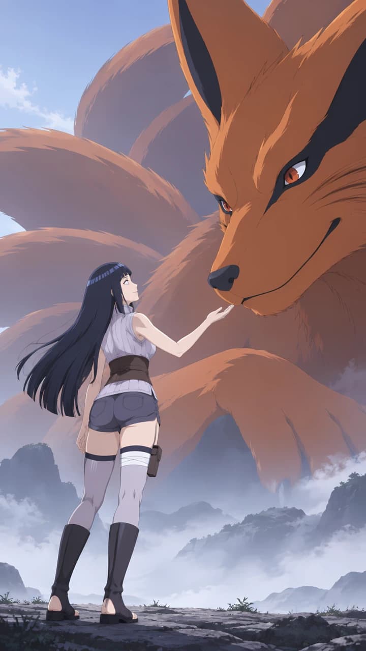 Hinata Hyuga, Naruto y Kurama – Wallpapers 4K